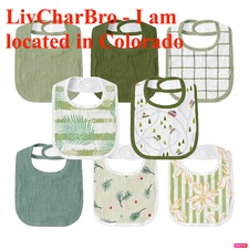 8 Pack  Muslin Drool Bibs for Boys Girls Adjustable