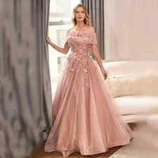Elegant Party Evening Gown A-line Prom Wedding Zip Cubic Floral Floor Length