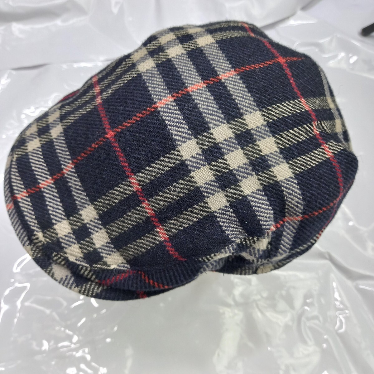 Vintage Burberry Hunting Hat Cap Beret Nova Check Blue 100  display picture 1