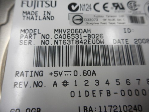 CA06531-B026 60GB 5400 at-IDE Hard Drive 2.5 9M - Picture 2 of 3