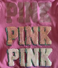 Rare PINK Victoria s Secret Bling Puffy Sequin Pink Zip Up Hoodie Jacket Sweater