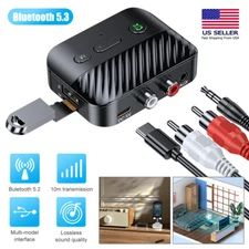 Bluetooth 5.3 Transmitter&Receiver Wireless 3.5mm AUX to 2 RCA Audio USB Adapter