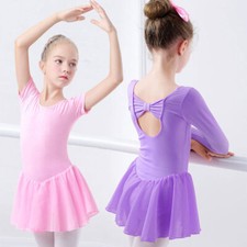 Ballet Dress Gymnastics Short Sleeve Ballet Dancewear Chiffon Skirts Kids