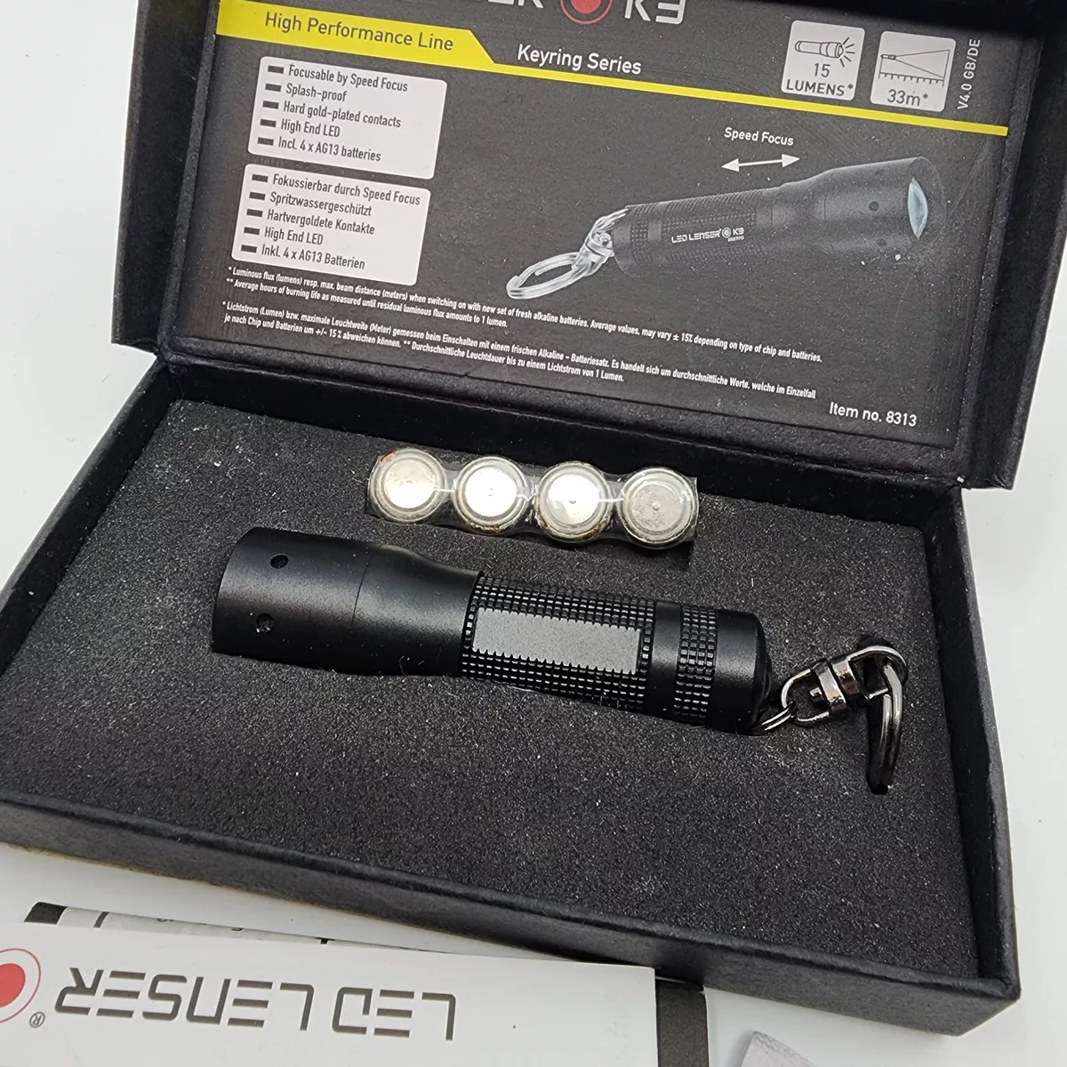 LED LENSER K3 Advanced Focus System Flashlight 15 Lumens 33 Meter