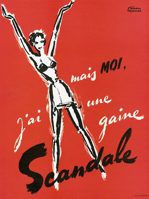 ''GAINE SCANDALE'' Original geflochtene Anzeige PLAISIR DE FRANCE 1951 FACON-MARREC