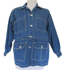 Vintage Kamisato Denim Jacket Womens M/L Women Drawstring Waist