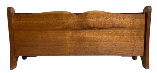 VTG Dollhouse Miniature Wood Velvet Sofa Couch Dresser Red Burgundy Maroon 1:12 - 第 10/12 張圖片
