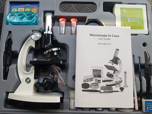 AMSCOPE-Kids M30-ABS-KT2 Starter Microscope Kit, Metal Frame, 120X to 1200X 