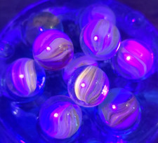 Lot 10 VTG UV Reactive Marbles Cadmium Uranium Cats Eye SMALL SIZE Unique