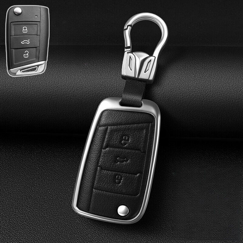 Leather Car Remote Key Fob Case Cover Holder For VW Polo Skoda Golf MK7