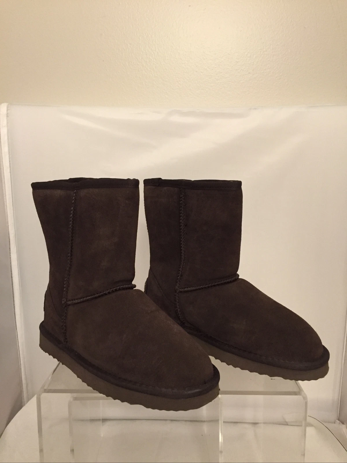 Ausland Women's Classic Leather / Suede HALF Snow Boots Size 7.5 Brown / Chocola