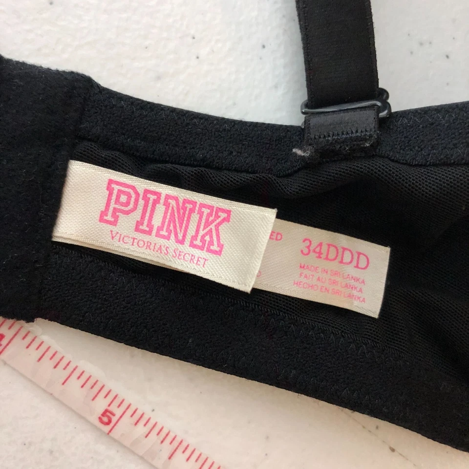 Sujetador ROSA Victorias Secret Wear Everywhere ligeramente forrado negro 34DDD Foto 3 de 4