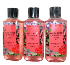 Bath  Body Works WILD APPLE  ROSE Shower Wash Gel 3 Pack Set SEALED