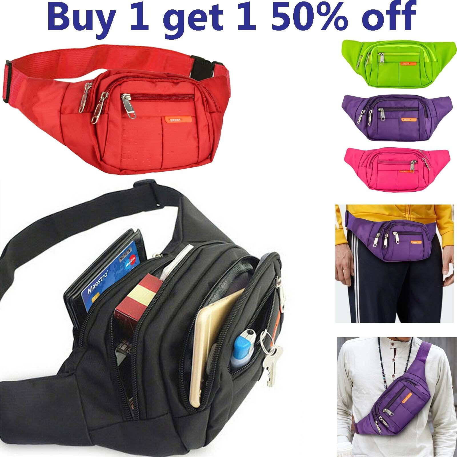 Waterproof Sport Runner Waist Bum Bag Running Jogging Belt Pouch Zip Fanny Pack