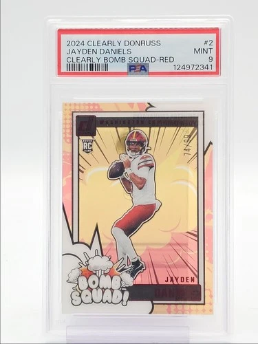 JAYDEN DANIELS 2024 CLEARLY DONRUSS BOMB SQUAD ROOKIE RED RC /99 PSA 9 Q3916