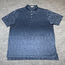 Peter Millar Summer Comfort Polo Shirt Men's 2XL Camo Abstract Blue AOP Print