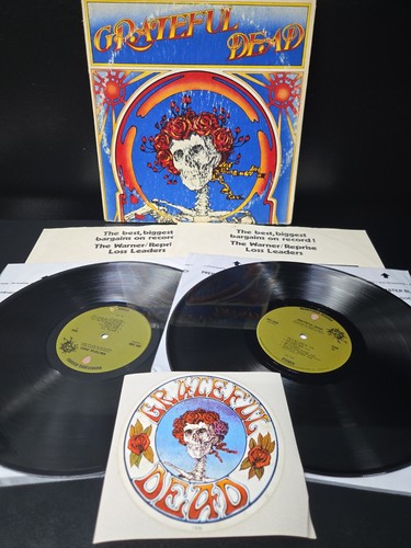 Grateful Dead Skull & Roses Live 2lp Vinyl 1971 1st Press W/Inserts/Sticker VG++