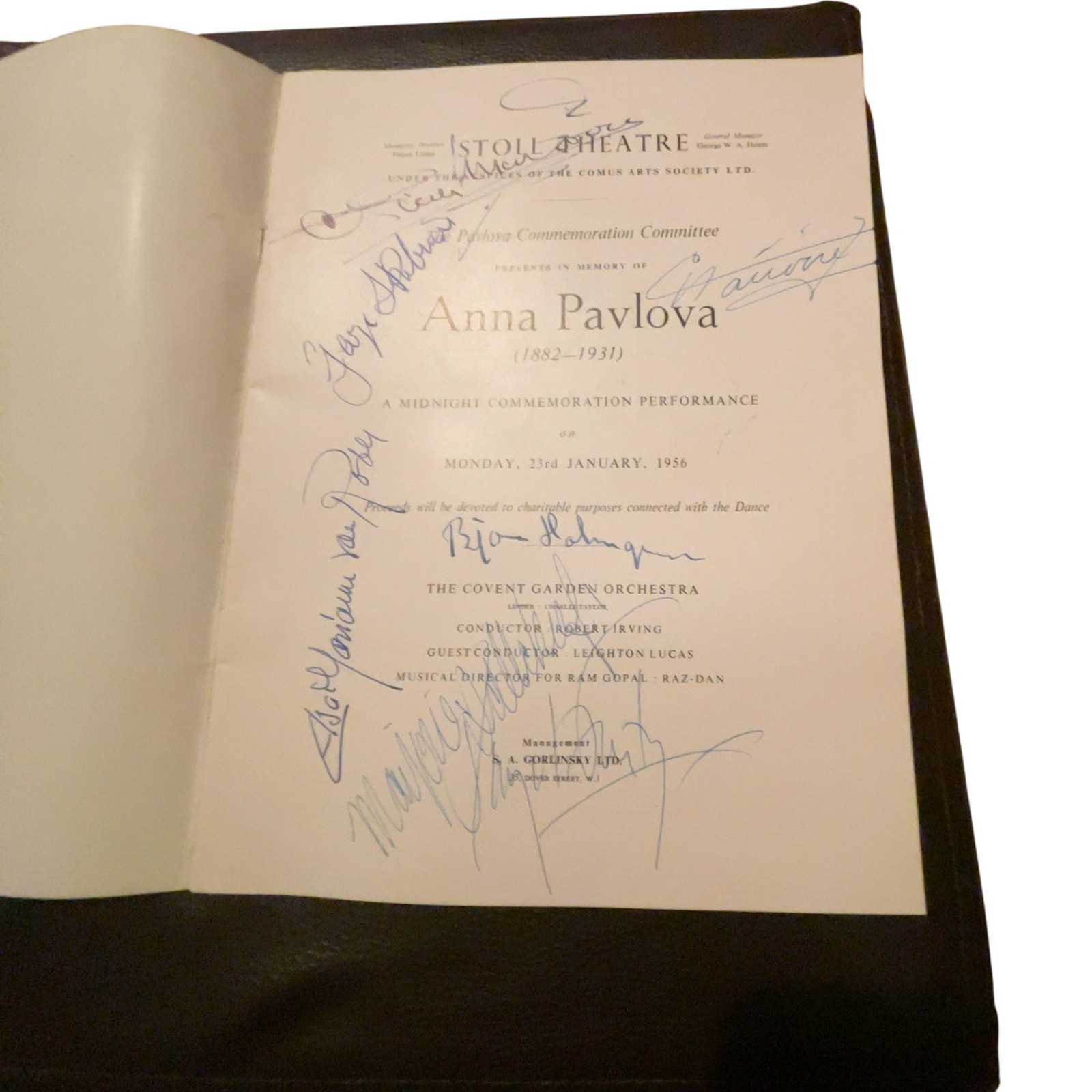 Anna Pavlova Ballet Programme 1956 Stoll Theatre Signed Commemoration