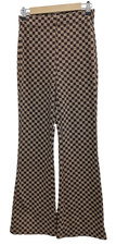 Urban Outfitters Womens Flare Leg BOHO Pants Medium Brown Check Print High Waist