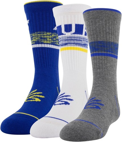 NWT Under Armour Phenom Curry Youth Boys 13.5-4 Cushioned Crew Socks 3 Pairs - Picture 1 of 5