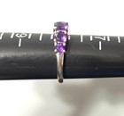Vintage Sterling Silver 5 Stone Amethyst Ring Size 8 Signed KM — photo 9