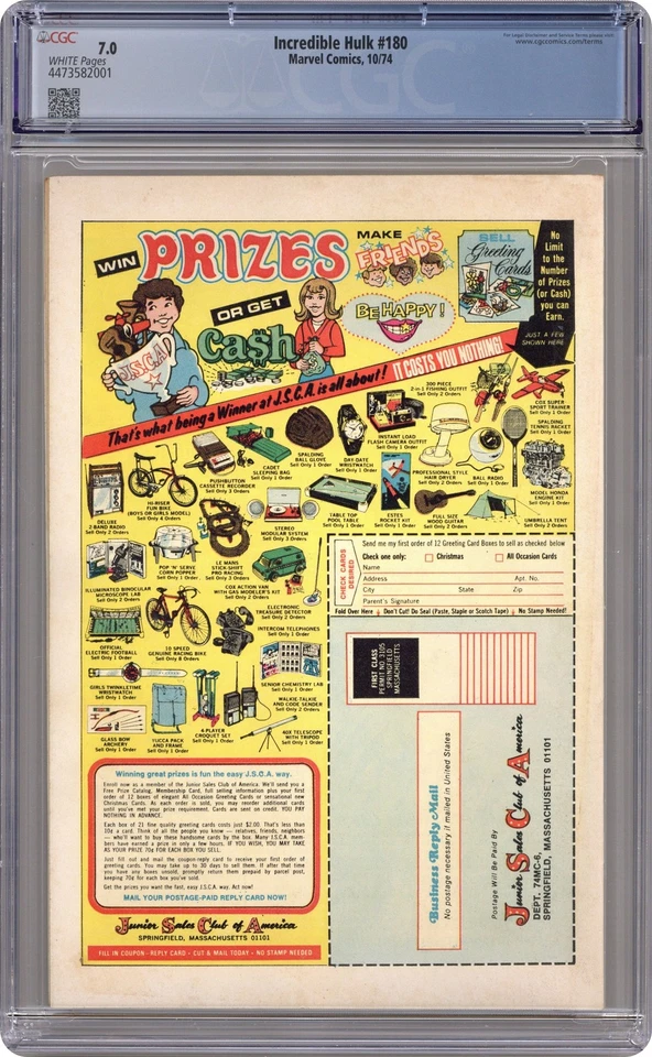 Incredible Hulk #180 CGC 7.0 1974 4473582001 1st app. Wolverine (cameo) - Image 2 of 2