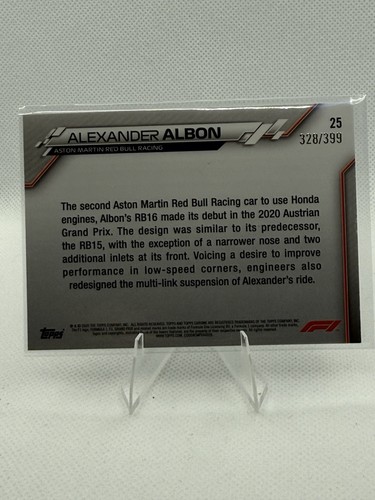 2020 Topps Chrome Formula 1 F1 Alexander Albon RC #25 Purple Refractor /399 - Picture 2 of 2
