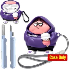 3D Silicone Cartoon Case for AirPods Pro 1st/2nd Gen - Purple with Keychain La