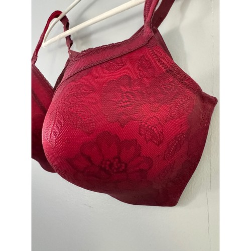 Cacique Full Coverage Bra Floral Lace Underwire Support Red 42DDD - Picture 3 of 6