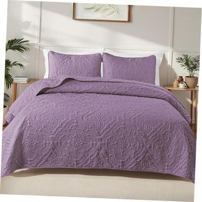 Quilts Queen Size Bedding Set with 2 Full/ Queen (90''x96'') Dusty Lavender