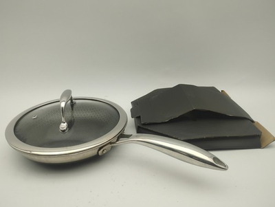 #ad HEXCLAD 8quot; Fry Pan Hybrid Stainless Steel Non Stick Frying Pan WITH LID $50.36