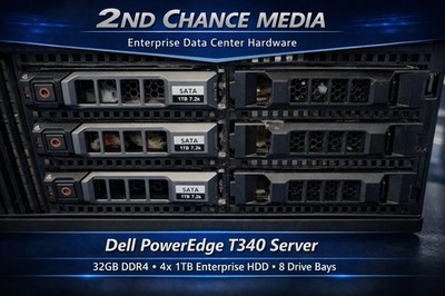 Dell PowerEdge T340 Tower Server | 32GB DDR4 | 4x 1TB SATA HDD | 8x 3.5'' Bays |