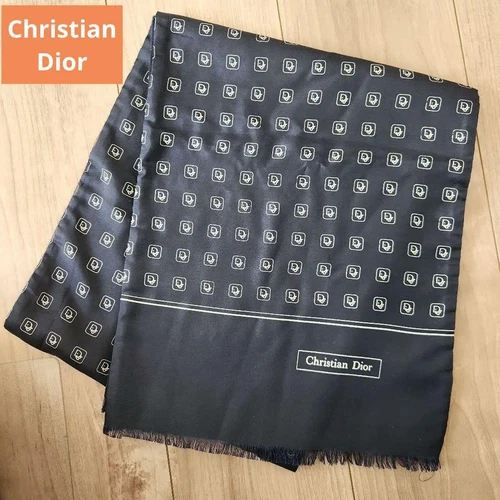 Authentique écharpe Christian Dior motif logo laine soie 133 x 27 cm unisexe décontractée