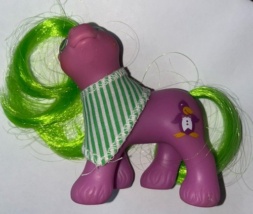 Vintage 1988 My Little Pony Baby Waddles - G1 lila grün Pinguin Junge Pony - MLP - SELTEN!