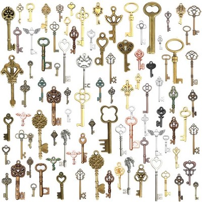 stino 100 G Metal Vintage Skeleton Key Charms, Assorted Small, Mixed Color