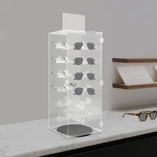 Lockable Sunglass Display Case, Acrylic Sunglasses Organizer, Rotating Sunglass