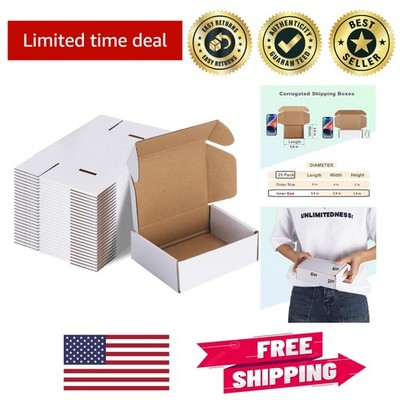 Pack of 25 Elegant White 6x4x2 Shipping Boxes, Easy Assembly, Crush Resistant