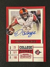 Damontae Kazee 2017 Panini Contenders Football Rookie Auto College Ticket 