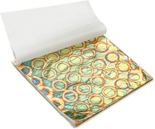 Variegated Gold Leaf Sheets 50Pcs, Colorful Imitation Gold Foil Sheets Paper Boo