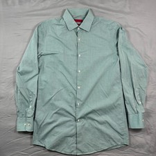 HUGO BOSS Sharp Fit Dress Shirt Green Gingham Button Up Men's 15.5 32/33 Checker