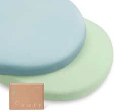 NIB Purcomfy Bamboo Baby Bassinet Fitted Sheets. 2 Pack Green Blue Supersoft