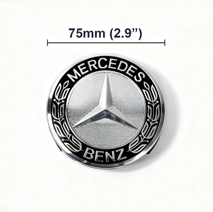 🔥 4PC Wheel Center Hub Caps Logo Wreath Black Fits Mercedes-Benz S GL E A C AMG Foto 2 de 4