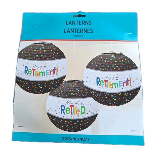 RETIREMENT PAPER LANTERNS (3) ~ Adult Party Supplies Hanging Decoration (B84) - Picture 1 of 3