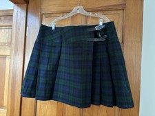 Black Watch Scotland Acrylic Plaid Kilt Skirt Size 42