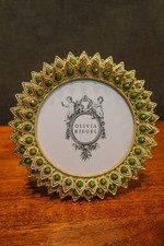 Olivia Riegel Crystal  Green Stone "Maureen" 4.5" Round Photo Frame New in Box
