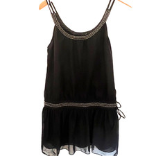 GUESS Dress 5 Chiffon Studs Drop Waist Flare Black Lined