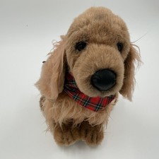 1982 Russ Berrie Avanti Cocker Spaniel Dog Plush Stuffie Red Tartan Scarf 14"