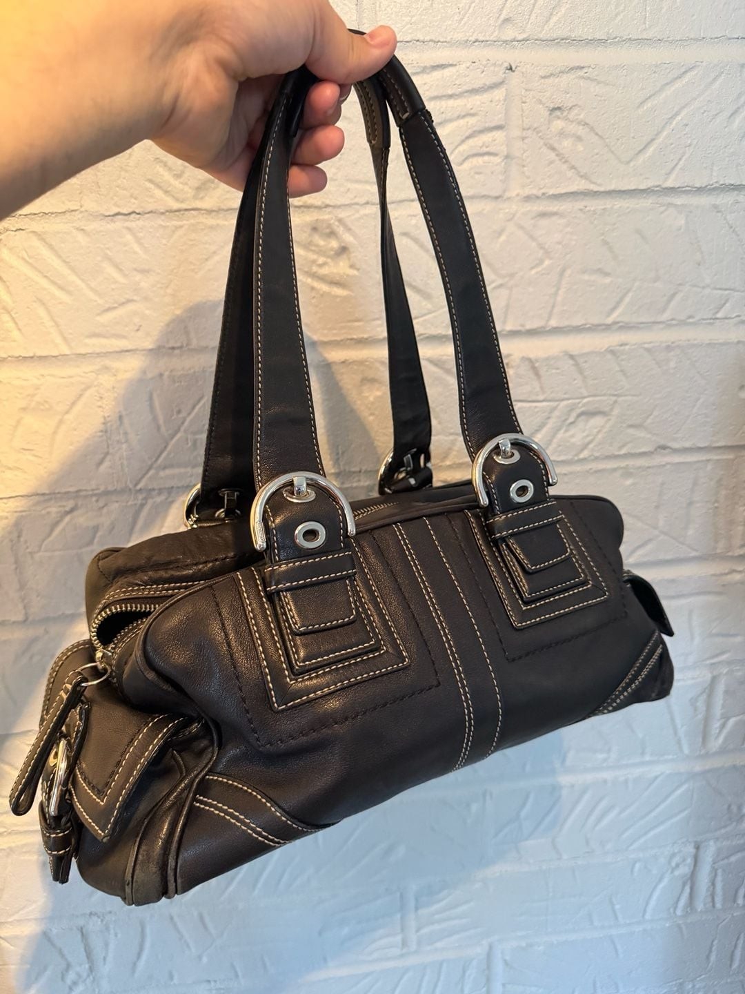 Vintage Y2K Coach Mia Soho Satchel Black Leather Handbag image 2