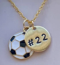 Personalized Soccer Necklace Choose a Letter or Number Charm 18” Chain