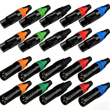 20x 3Pin XLR Male Female Audio Connector 5Color Ring Black Microphone Plug